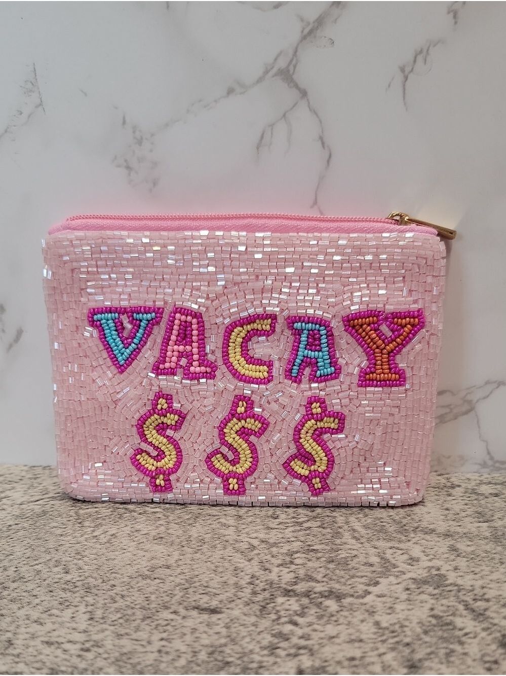 Vacay Money $$$ Beaded Coin purse Pastel - Picture 1 of 5